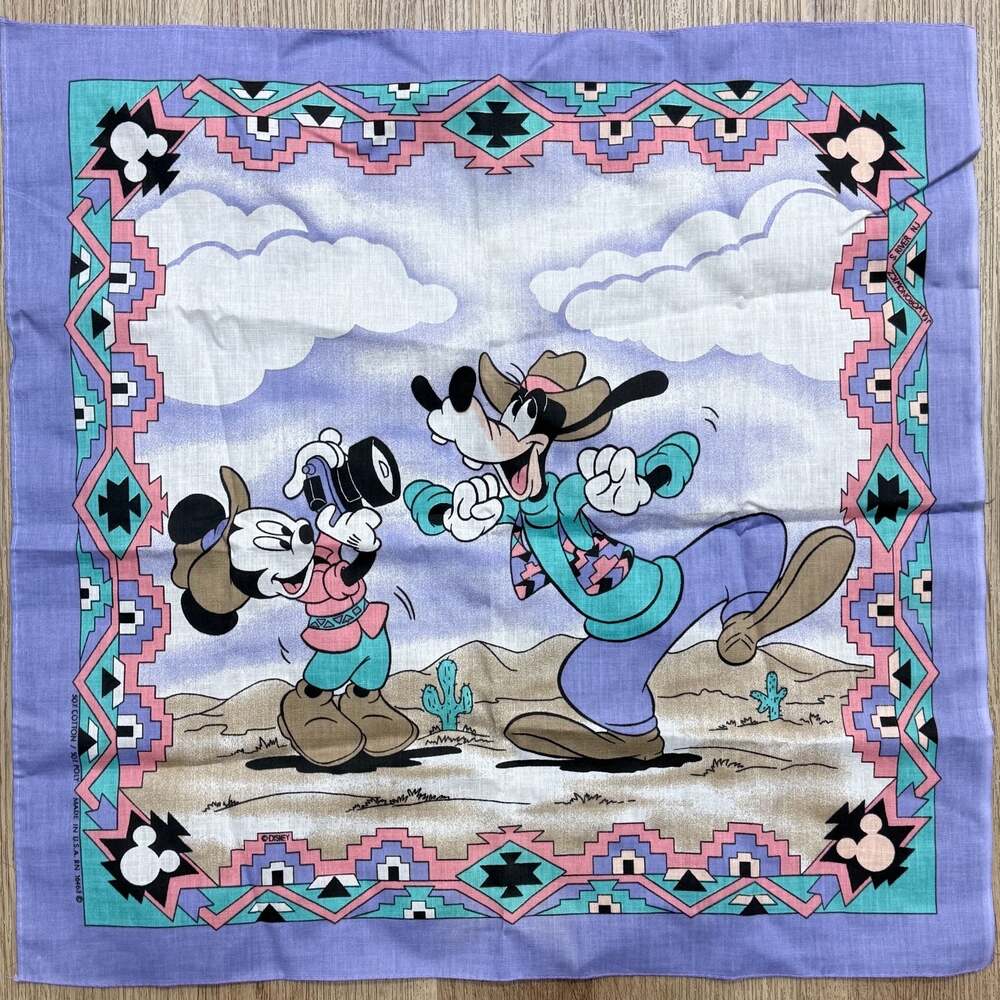 Vintage Disney Goofy and Mickey Mouse Southwestern Bandana